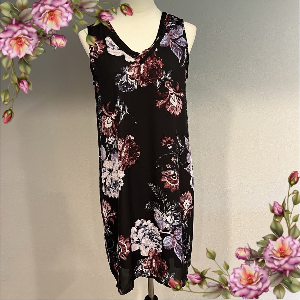 V-neck sleeveless a-line floral mini dress